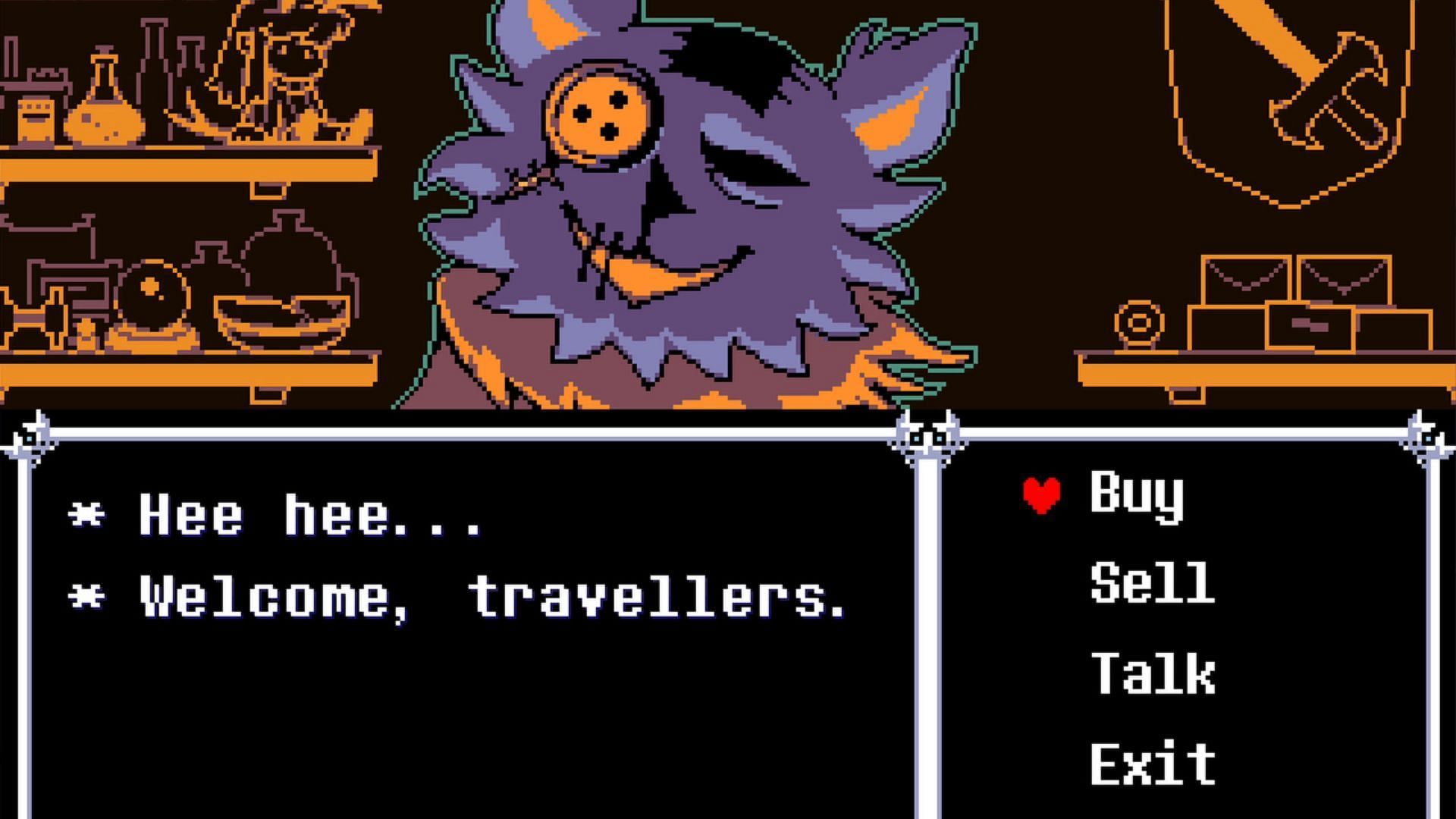 Shopkeepers sell valuable weapons and armor (Image via Toby Fox)